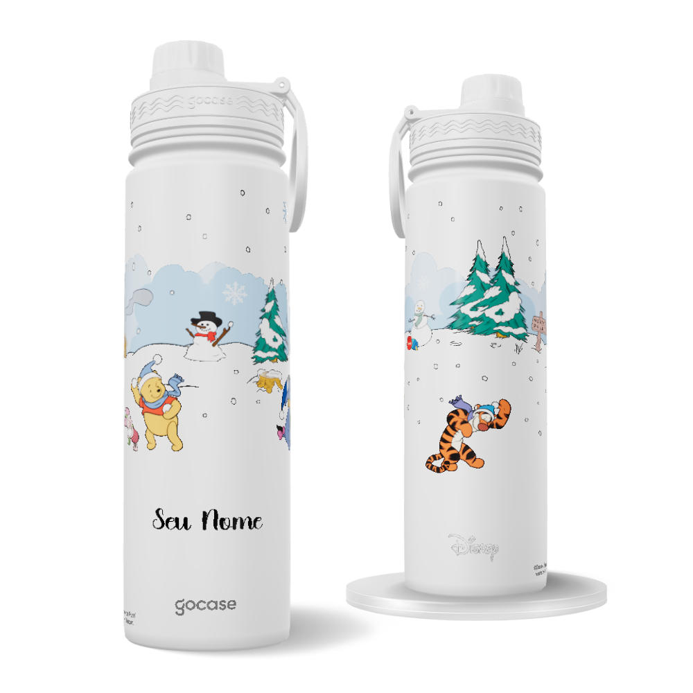 Garrafa Térmica Fresh + Ebook - Turma do Pooh na Neve
