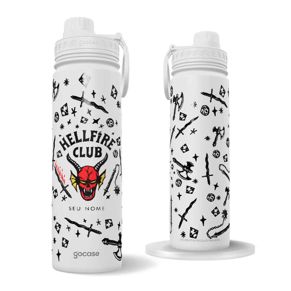 Garrafa Térmica Fresh + Ebook - Stranger Things - Hellfire Club Pattern