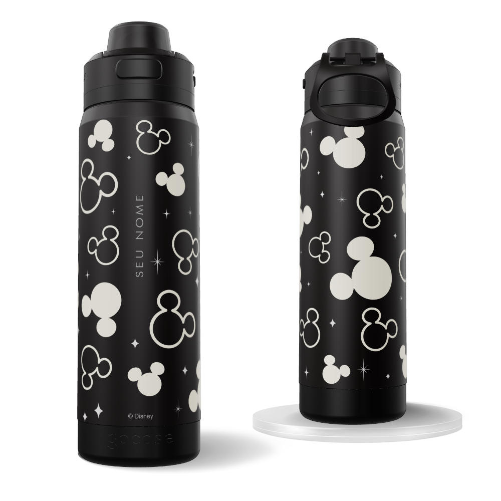 Garrafa Térmica Flip Pro - Mickey & Amigos - Mickey Pattern Minimalista Branco