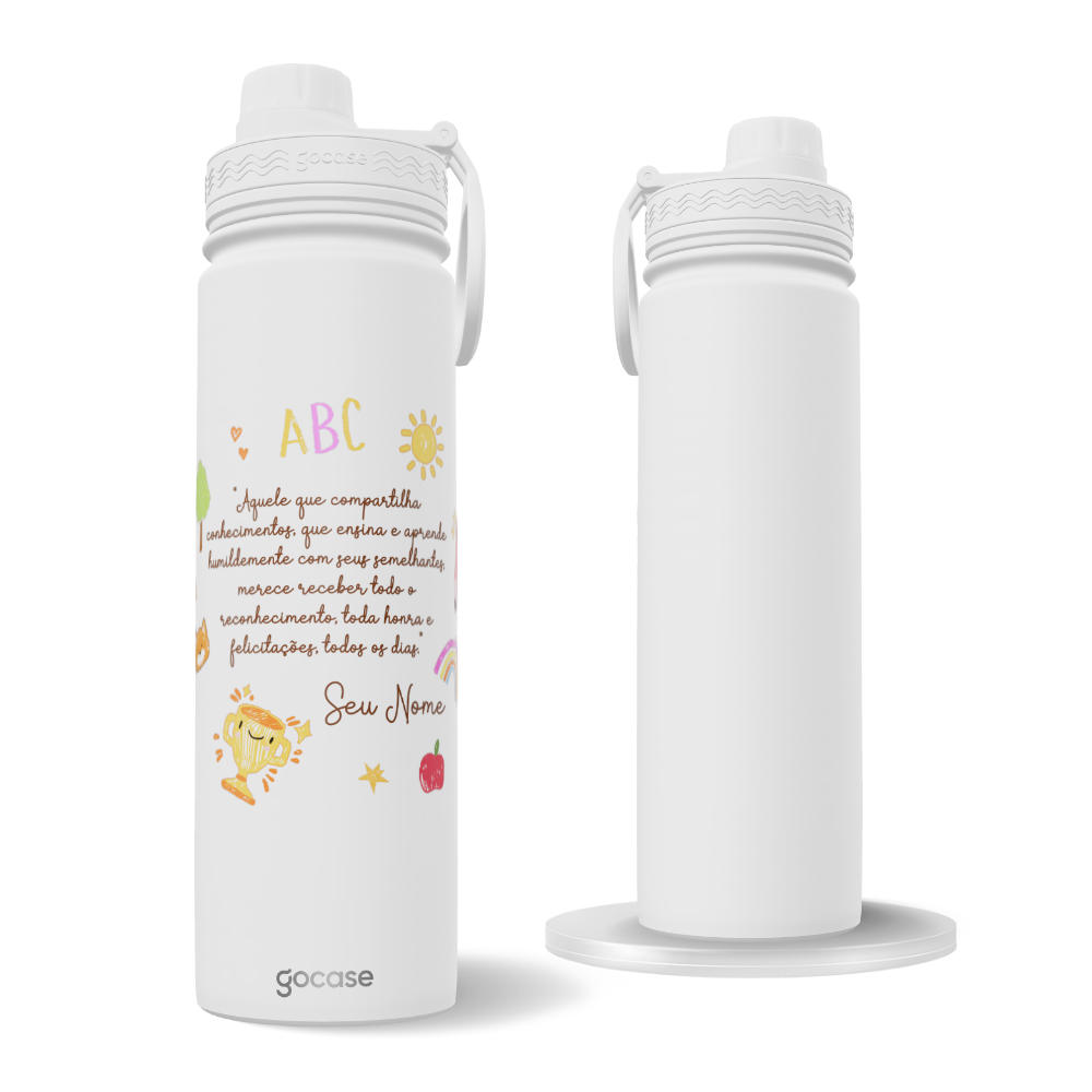 Garrafa Térmica Fresh + Ebook - Com Carinho, Profe