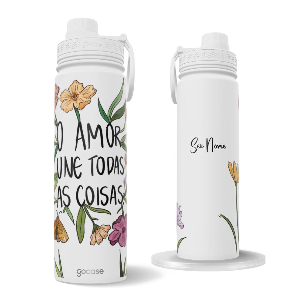 Garrafa Térmica Fresh + Ebook - Flor e Alma - Amor