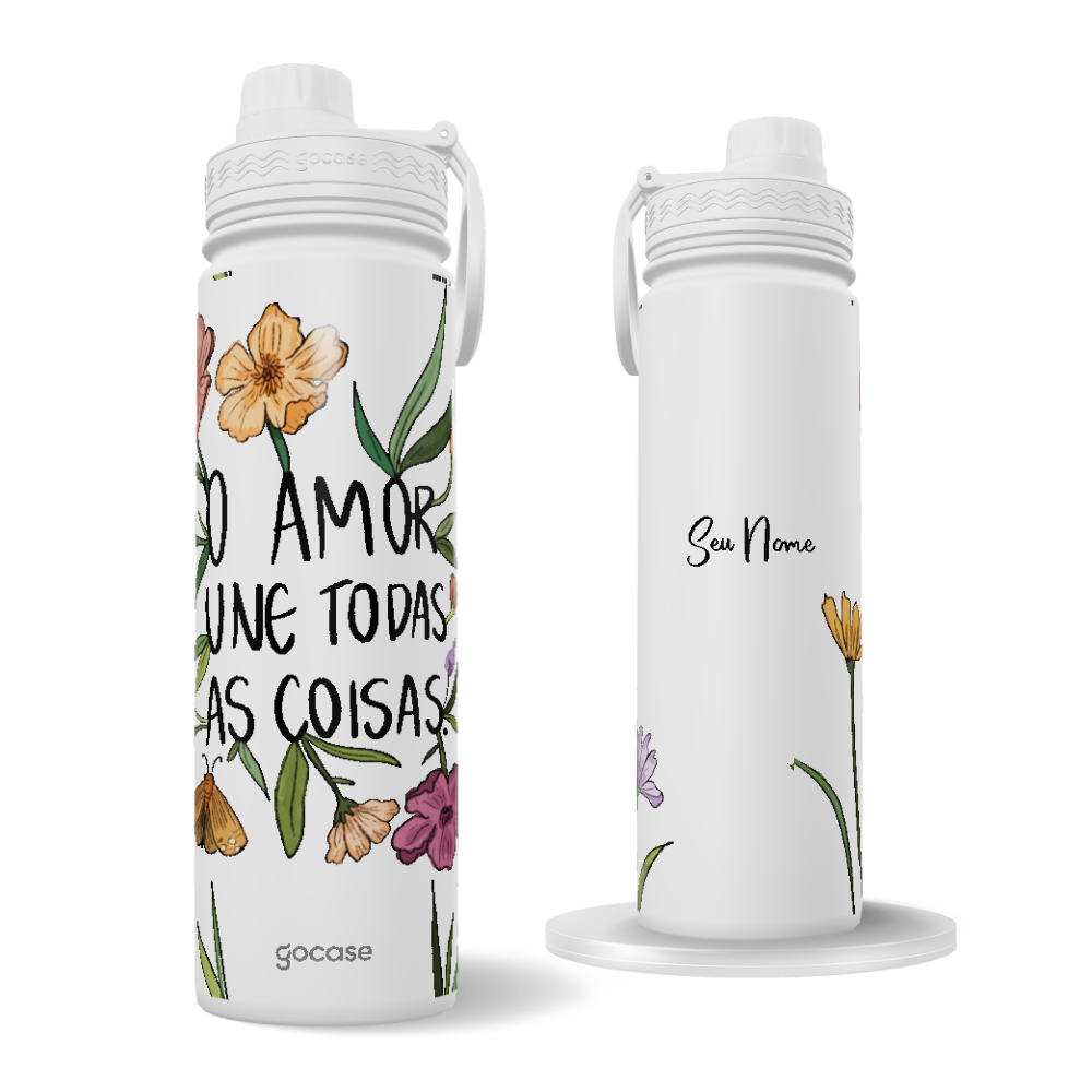 Garrafa Térmica Fresh + Ebook - Flor e Alma - Amor