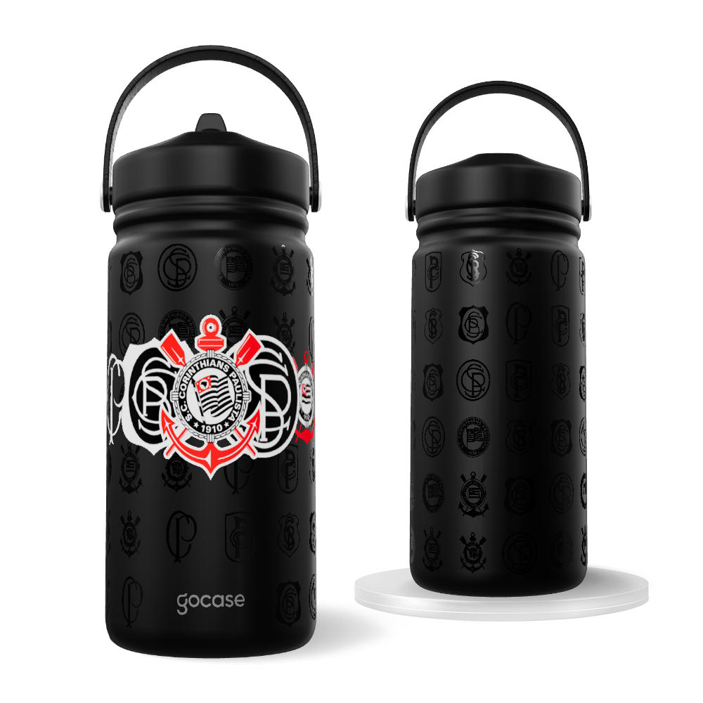 Garrafa Térmica Mini - Corinthians - Escudos em Textura