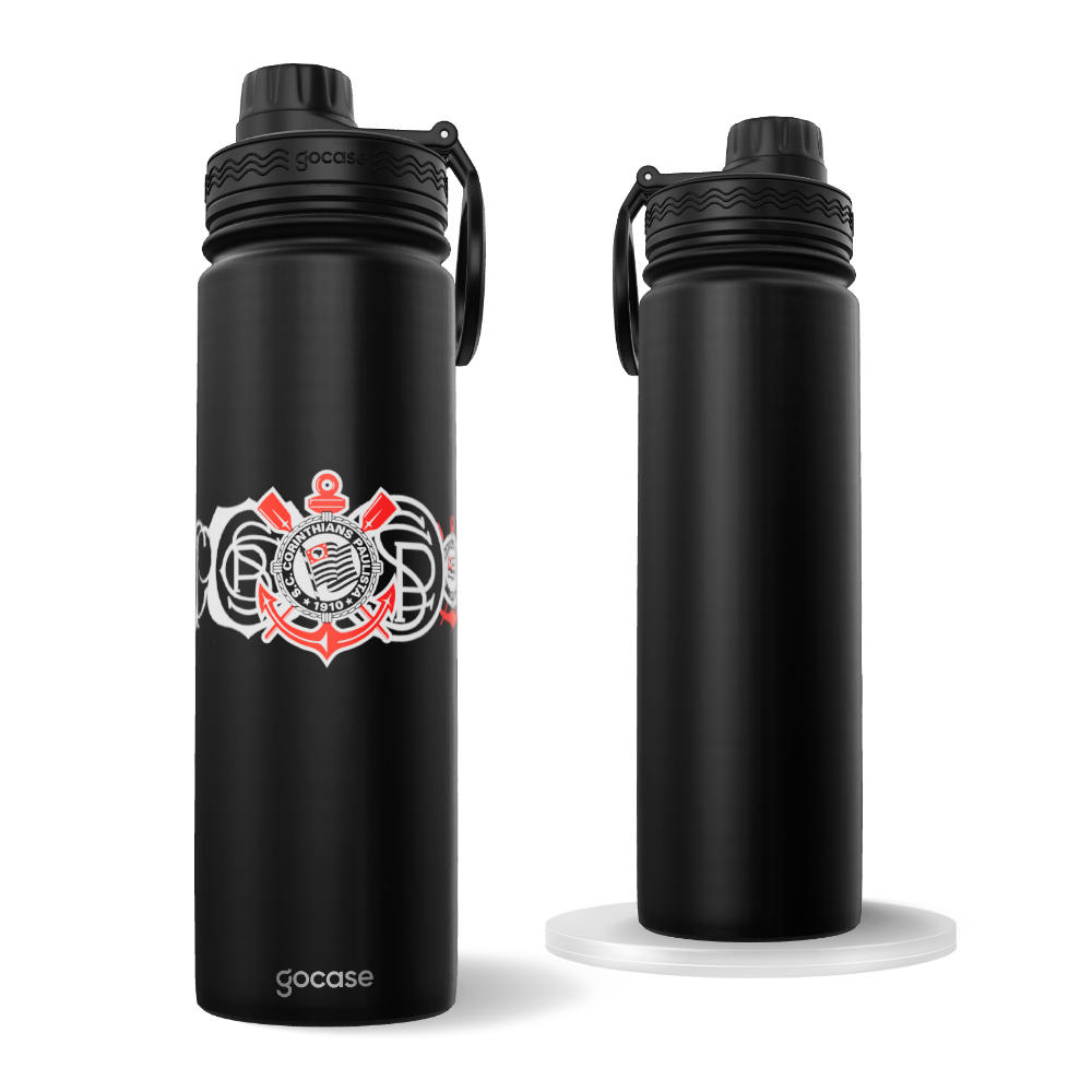 Garrafa Térmica Fresh + Ebook - Corinthians - Escudos em Textura