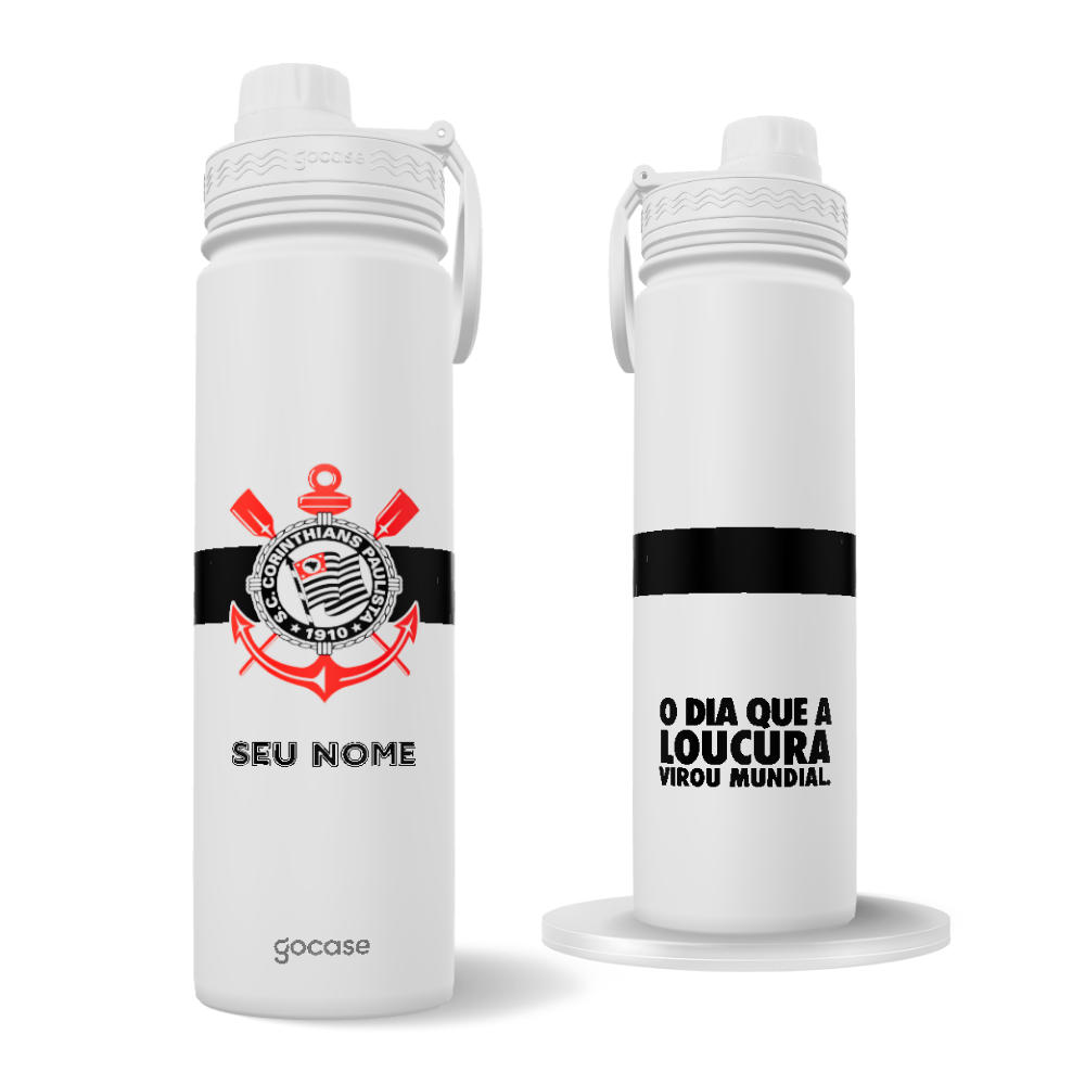 Garrafa Térmica Fresh + Ebook - Corinthians - Uniforme 1 2025