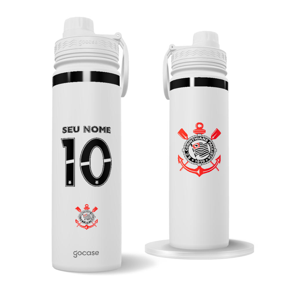Garrafa Térmica Fresh + Ebook - Corinthians - Uniforme 1 2025 P