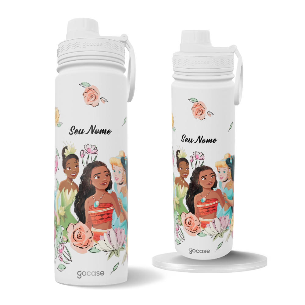 Garrafa Térmica Fresh + Ebook - Princesas - Super Floral