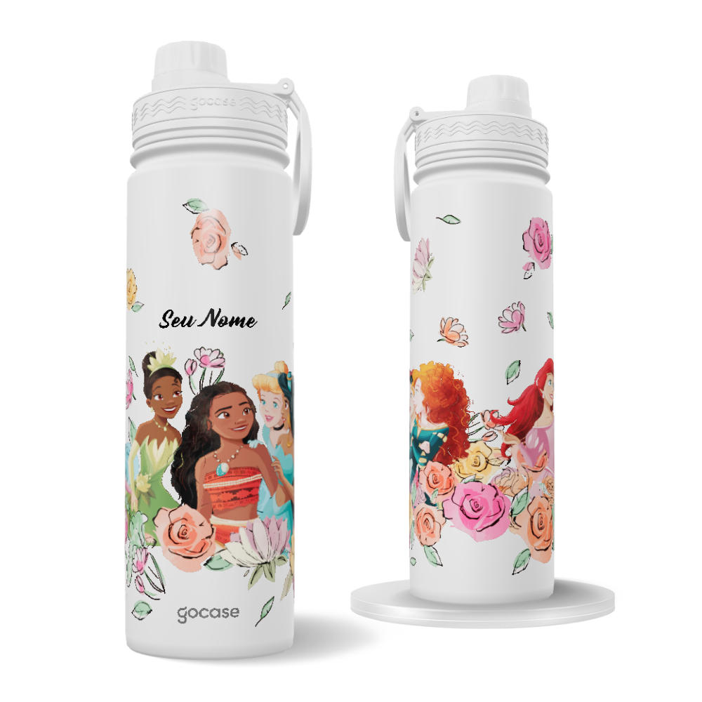 Garrafa Térmica Fresh + Ebook - Princesas - Super Floral