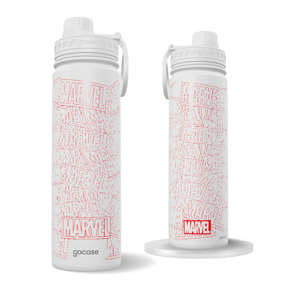 Garrafa Térmica Fresh + Ebook - Marvel Logo Carimbo