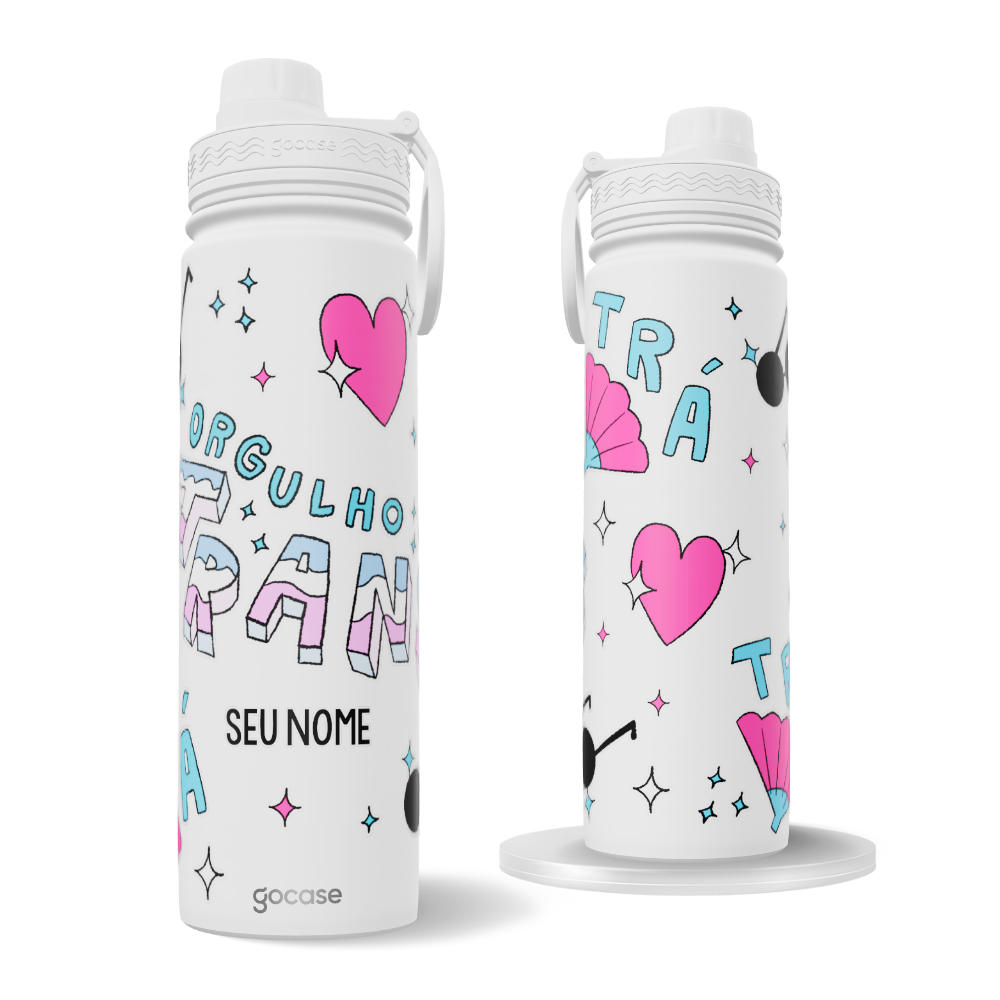 Garrafa Térmica Fresh + Ebook - Pride - Orgulho Trans