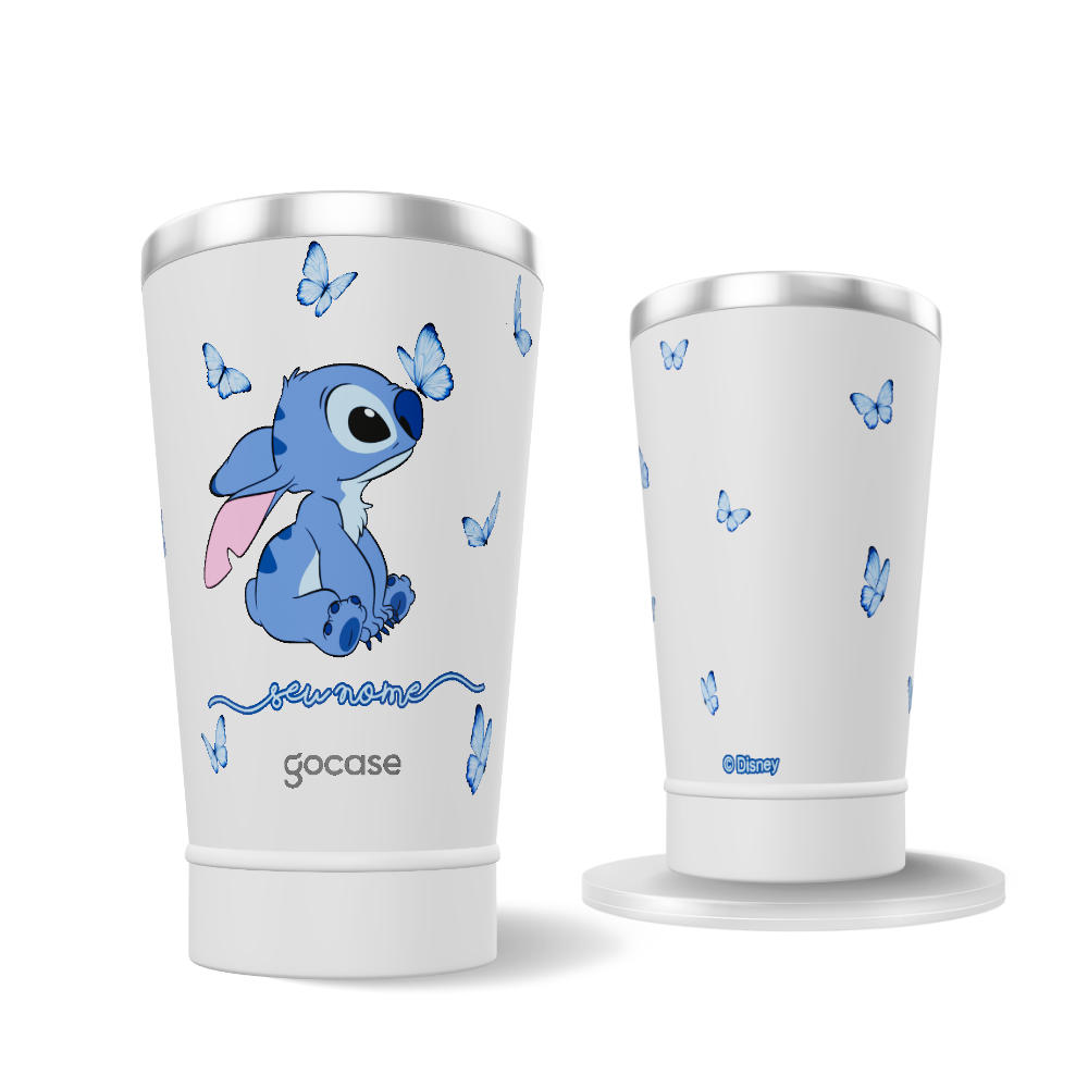 Copo Térmico + Ebook -  Lilo & Stitch - Borboletas Cute