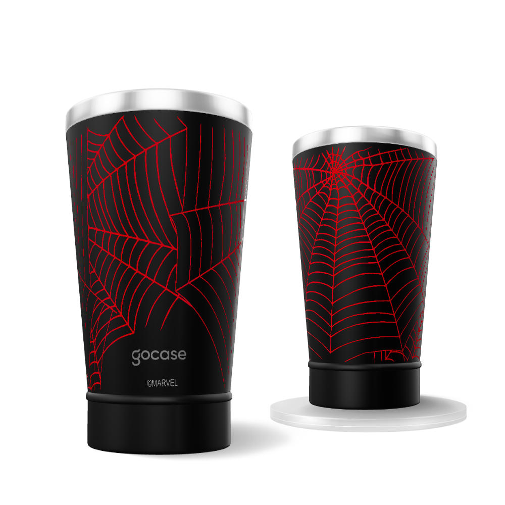 Copo Térmico Preto + Ebook - Teia do Homem-Aranha