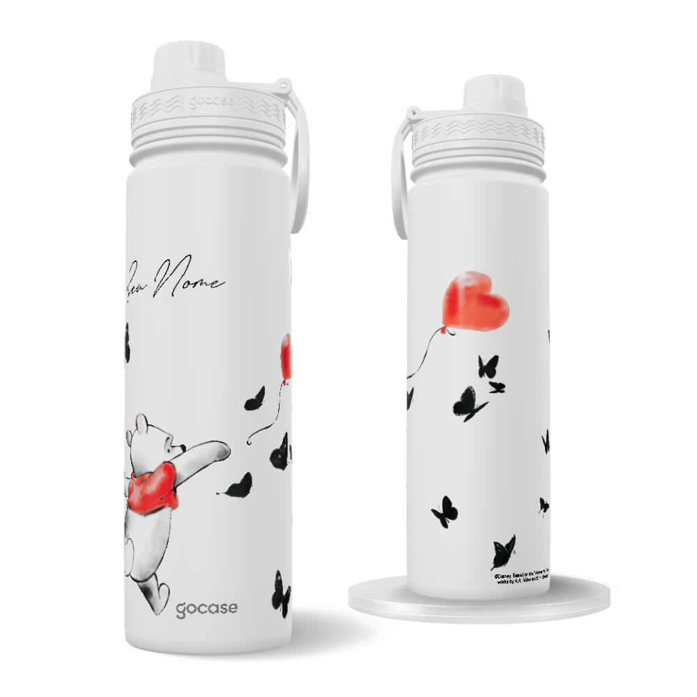 Garrafa Térmica Fresh + Ebook - Ursinho Pooh - Black & Red Butterfly
