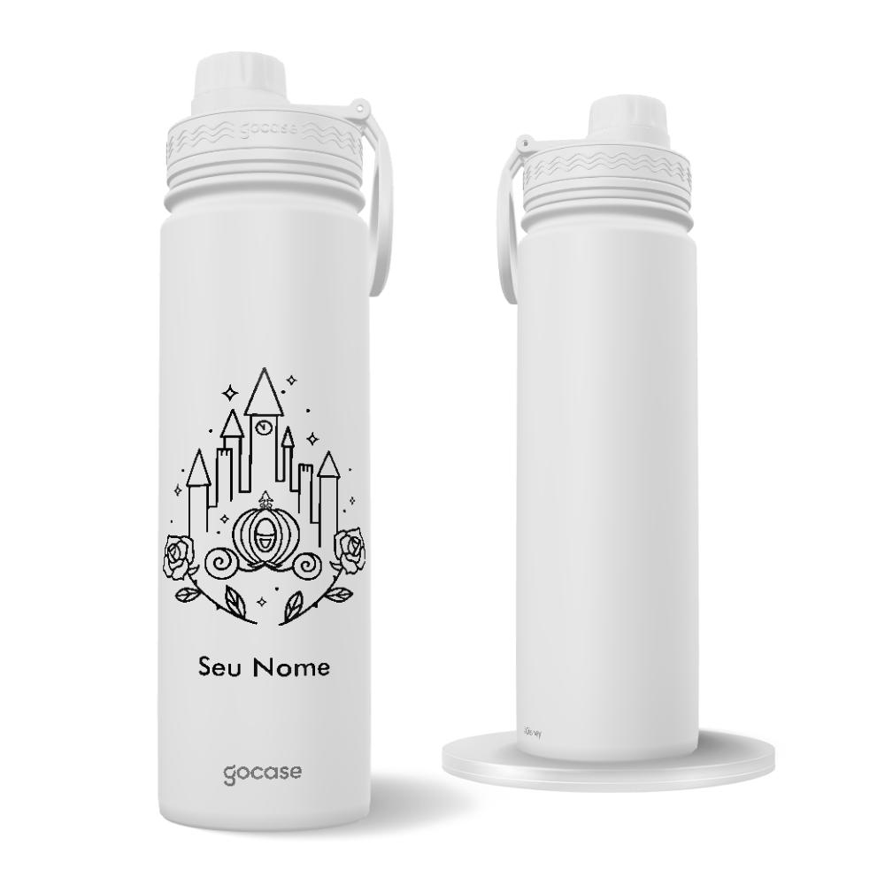 Garrafa Térmica Fresh + Ebook - Princesas - Castelo Minimalista