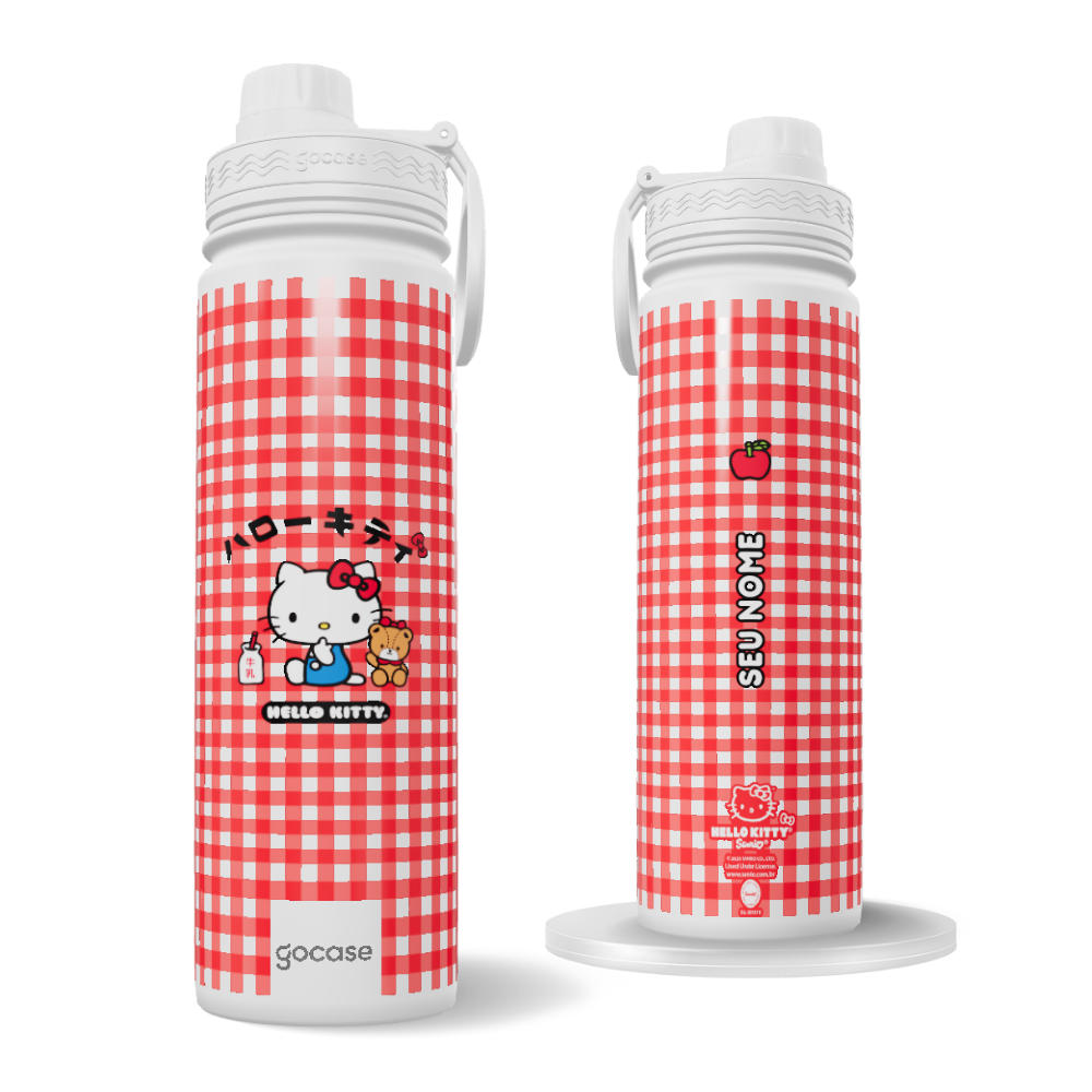Garrafa Térmica Fresh + Ebook - Hello Kitty - Picnic Kitty