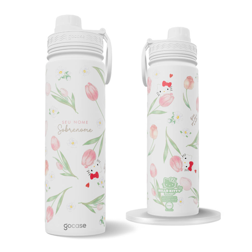 Garrafa Térmica Fresh + Ebook - Hello Kitty - Sweet Tulips