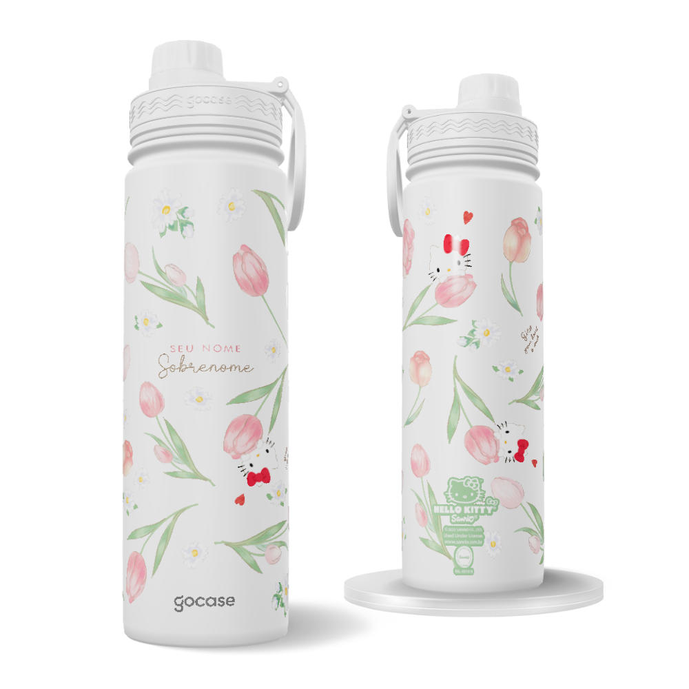 Garrafa Térmica Fresh + Ebook - Hello Kitty - Sweet Tulips