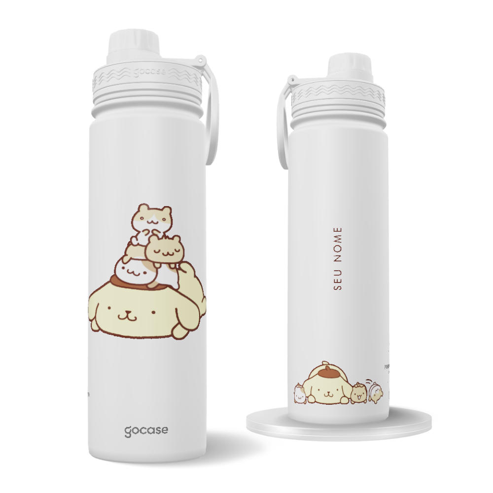 Garrafa Térmica Fresh + Ebook - Sanrio - Pompompurin - Cozy Friends