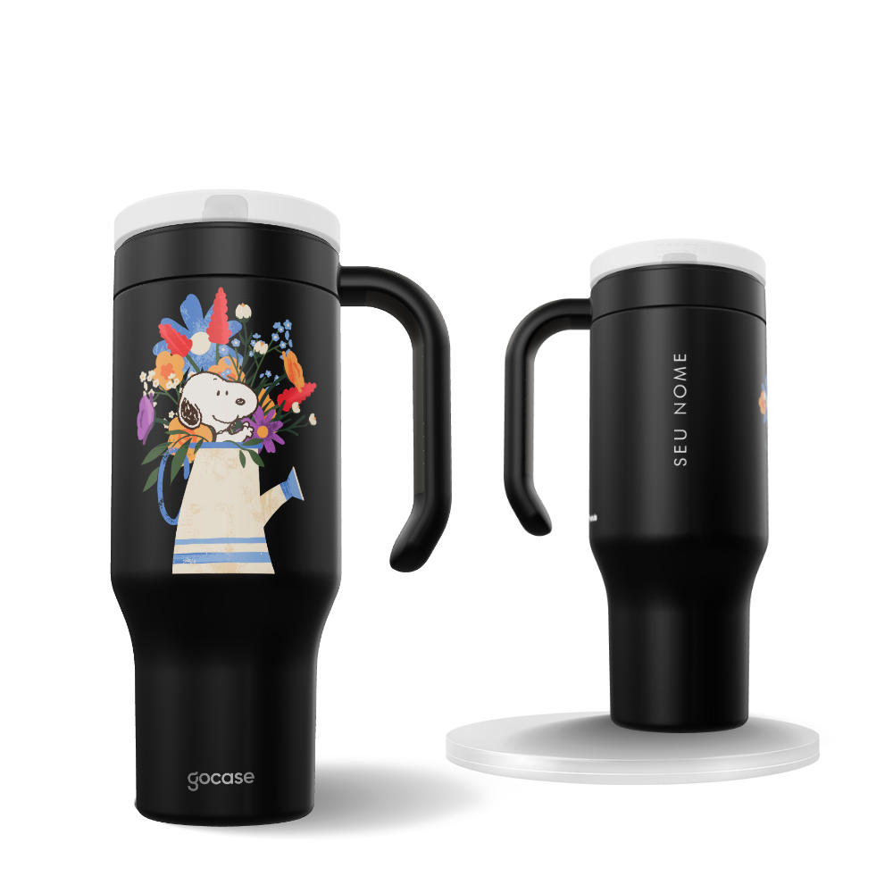 Copo Térmico Life + Ebook -  Snoopy - Jarro de Flores