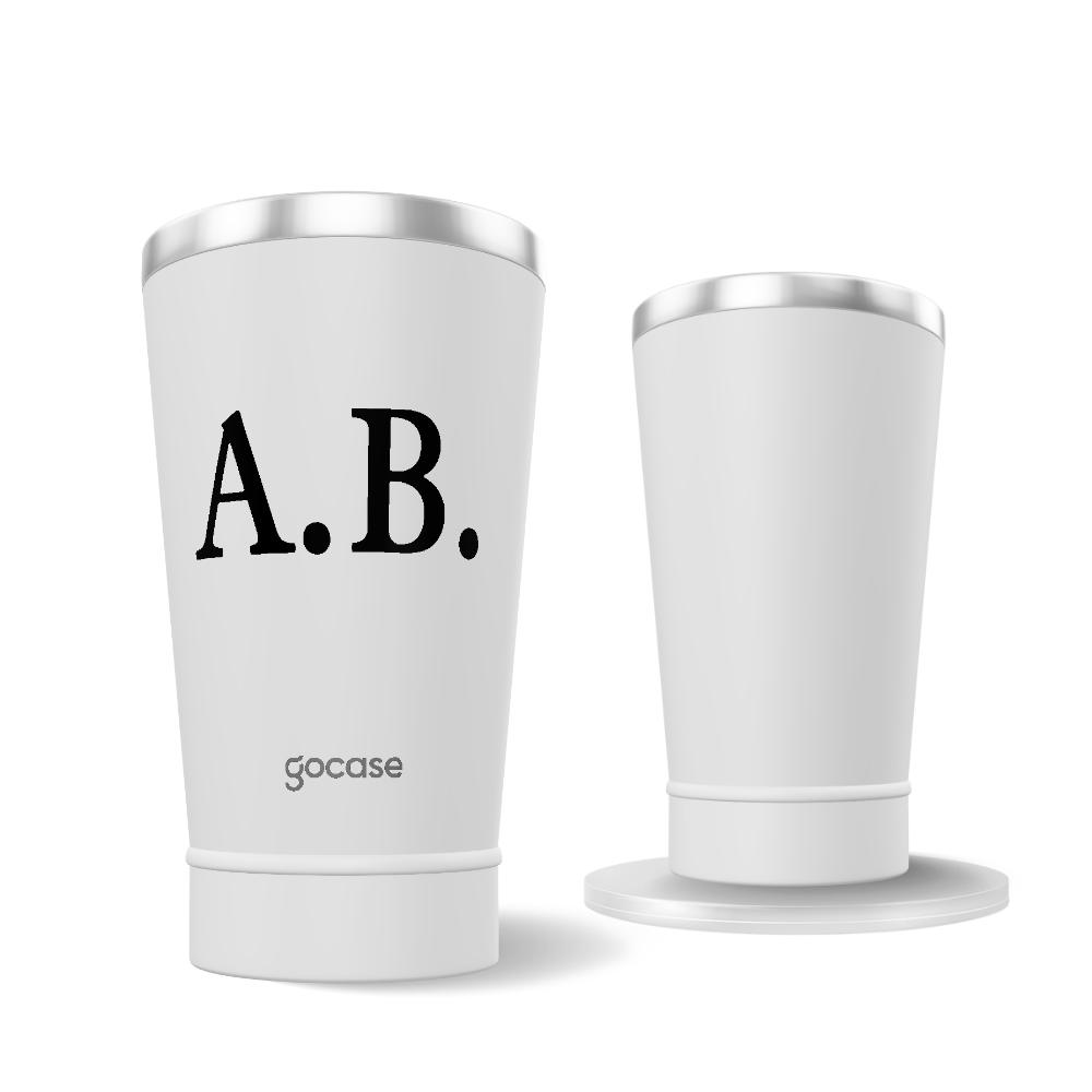 Copo Térmico + Ebook - Iniciais Brancas