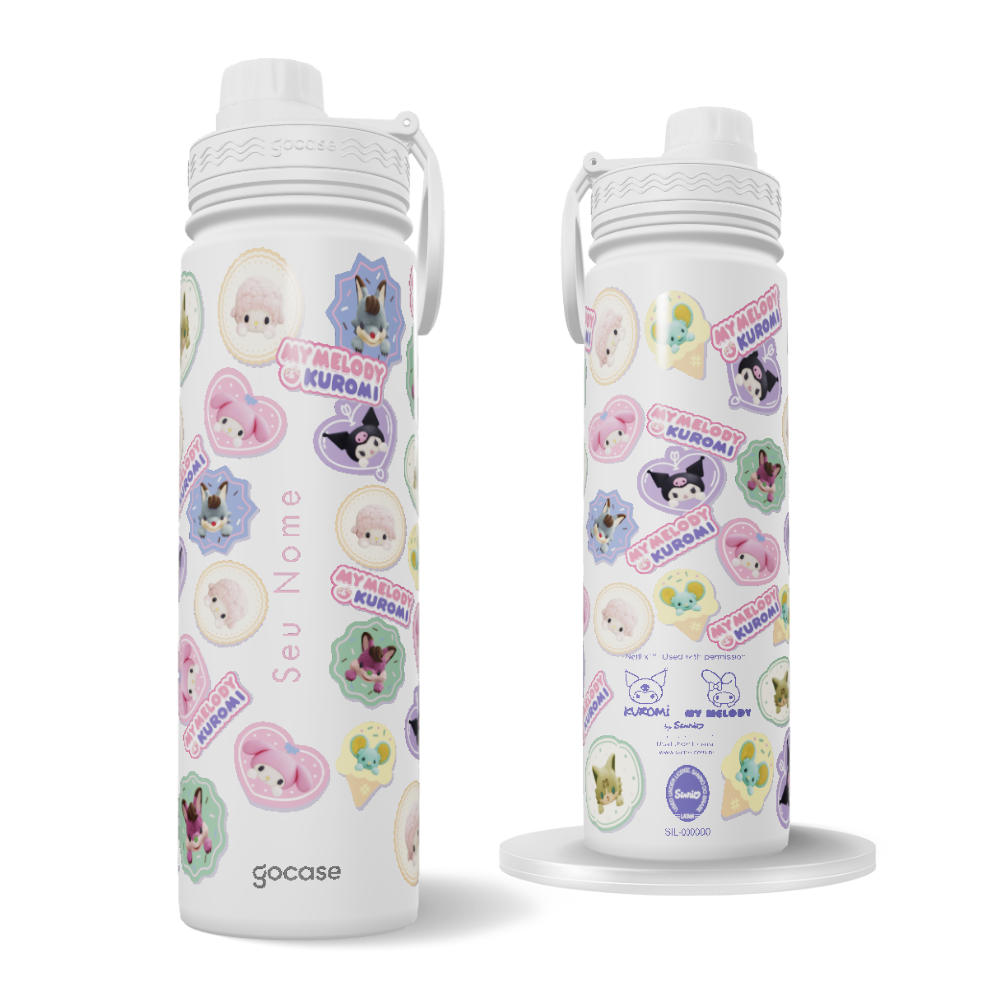 Garrafa Térmica Fresh + Ebook - My Melody & Kuromi - Cute Stickers