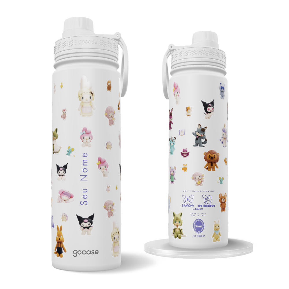 Garrafa Térmica Fresh + Ebook - My Melody & Kuromi - Characters Mini Stickers