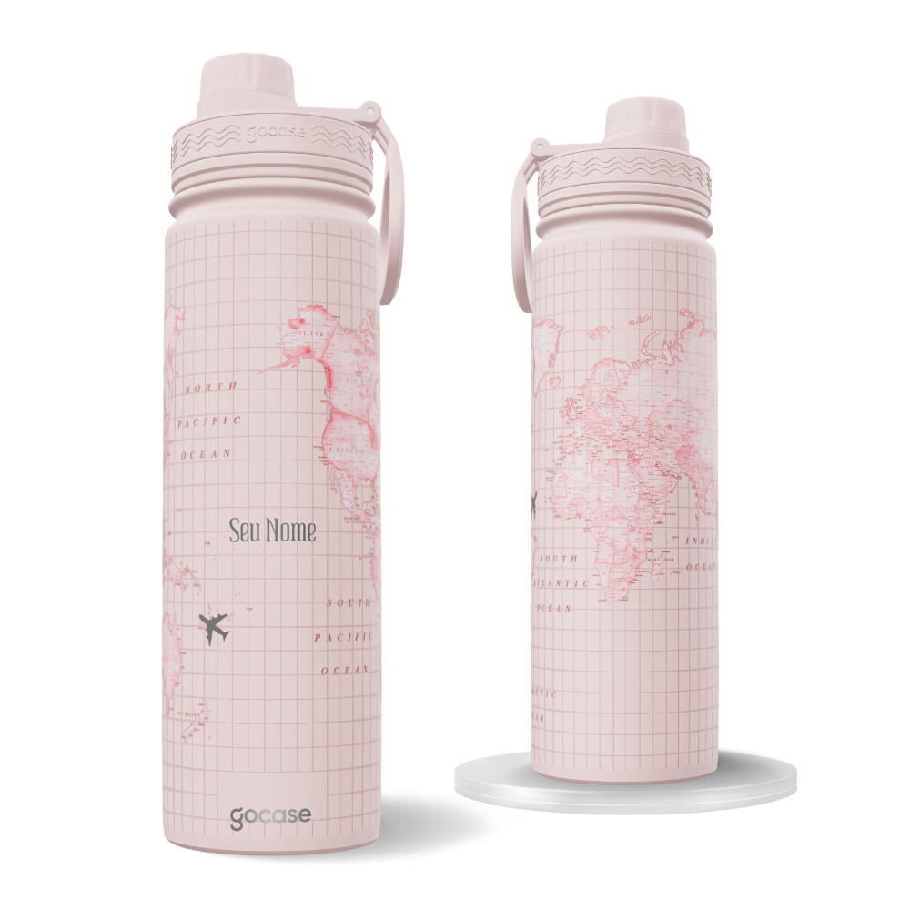  Garrafa Térmica Fresh Rosa + Ebook - Mapa Mundi
