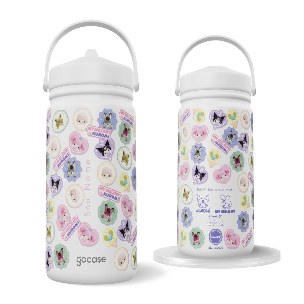 Garrafa Térmica Mini -  My Melody & Kuromi - Cute Stickers