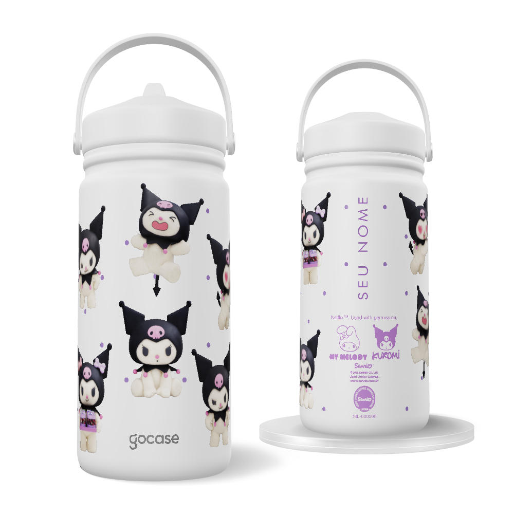 Garrafa Térmica Mini -  My Melody & Kuromi - Kuromi Pattern