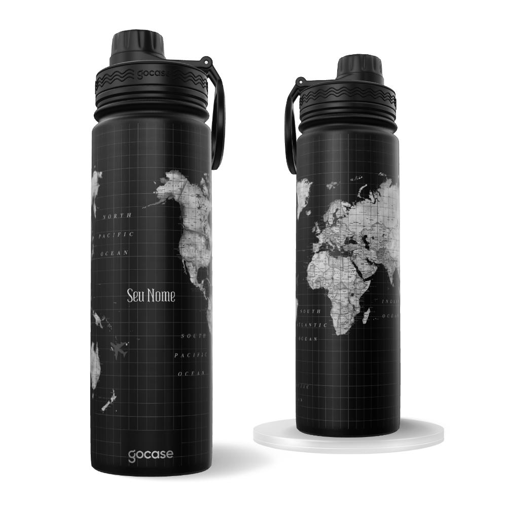  Garrafa Térmica Fresh Preta + Ebook - Mapa Mundi