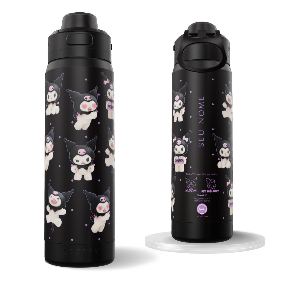 Garrafa Térmica Flip Pro - My Melody & Kuromi - Kuromi Pattern
