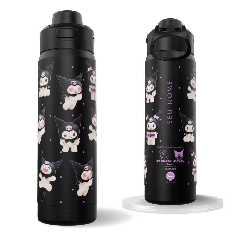 Garrafa Térmica Flip Pro - My Melody & Kuromi - Kuromi Pattern