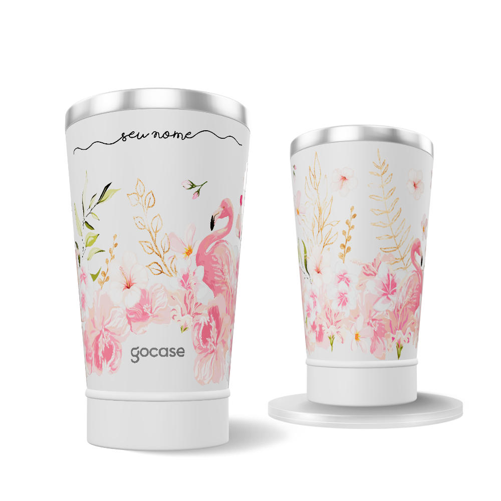  Copo Térmico + Ebook - Flamingo Glitter