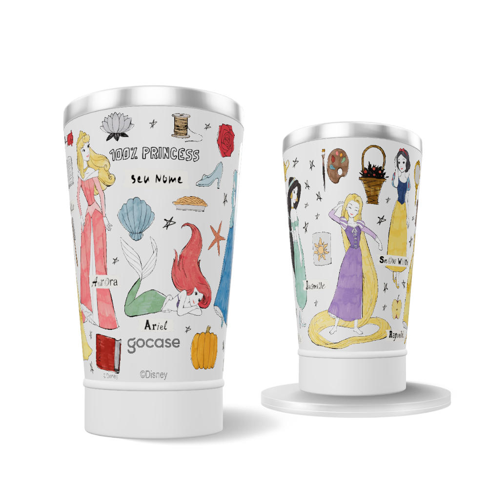 Copo Térmico + Ebook - Princesas - Characters Elements