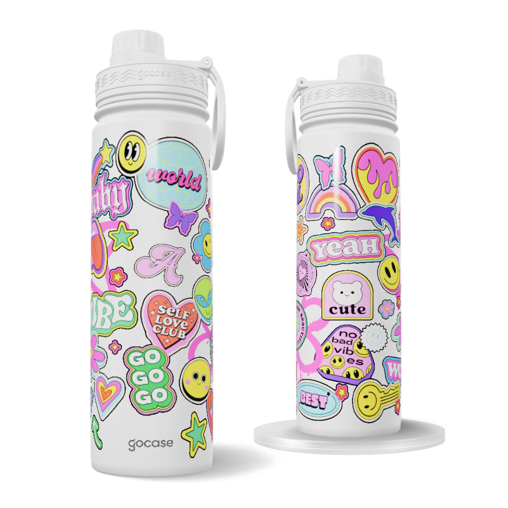 Garrafa Térmica Fresh + Ebook - Groovy Club Stickers