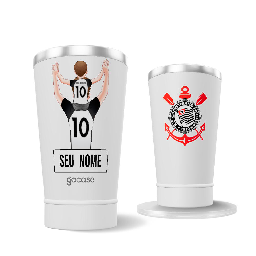 Copo Térmico Cerveja + Ebook -  Corinthians - Pai Torcedor