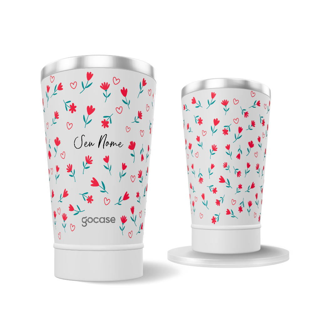 Copo Térmico + Ebook - Romantic Pink Garden