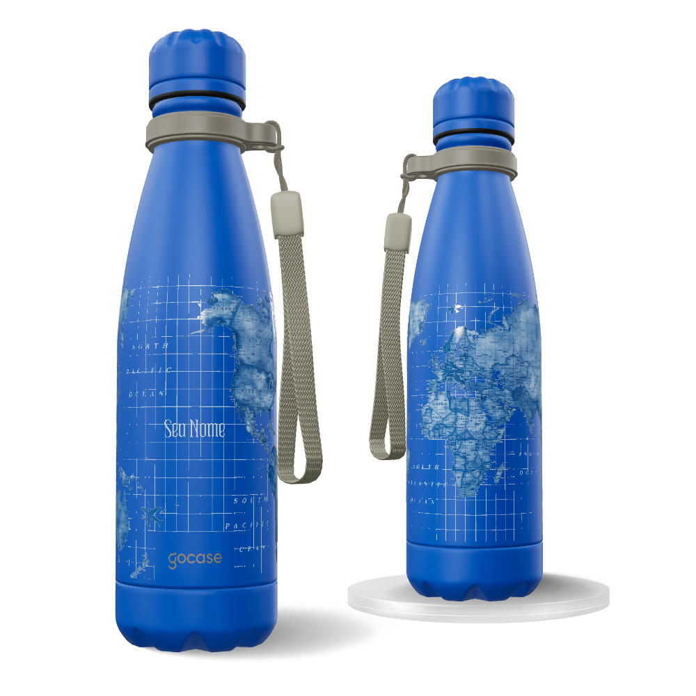  Garrafa Térmica Urban Azul + Ebook - Mapa Mundi
