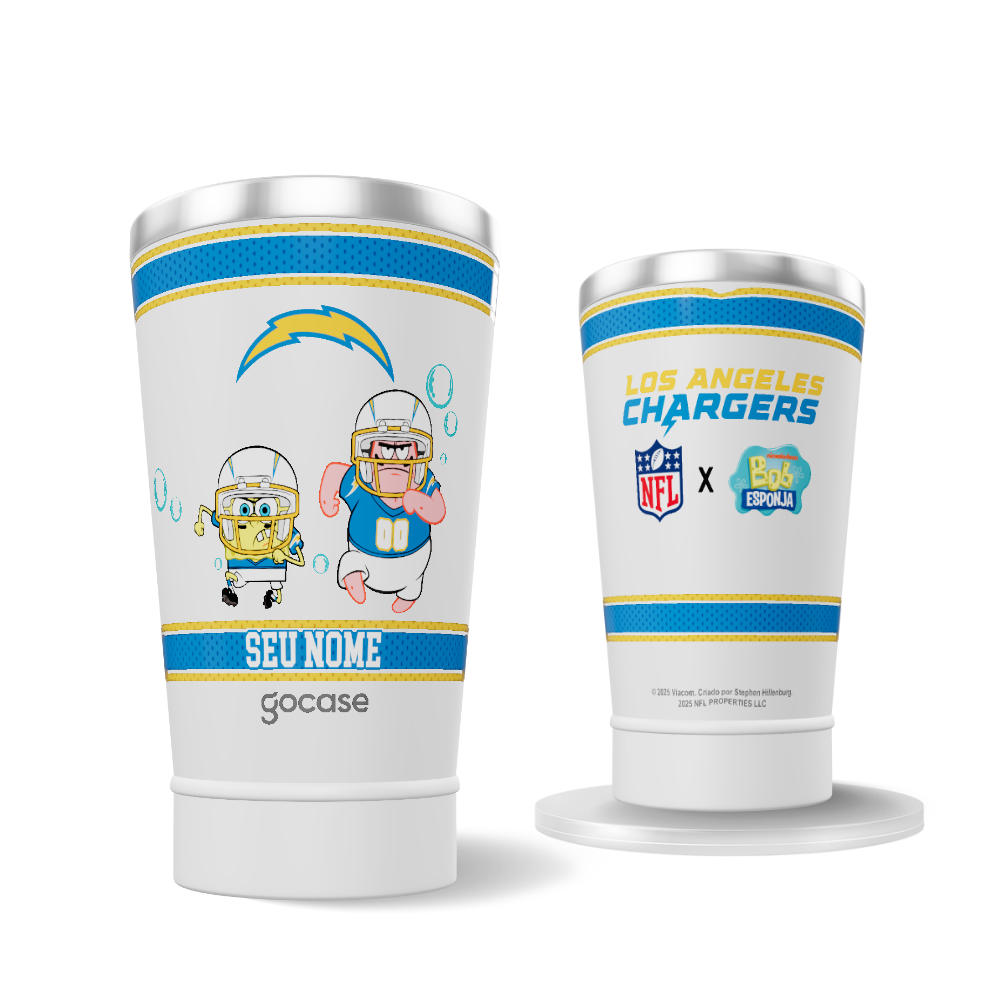 Copo Térmico + Ebook - NFL x Bob Esponja - Los Angeles Chargers