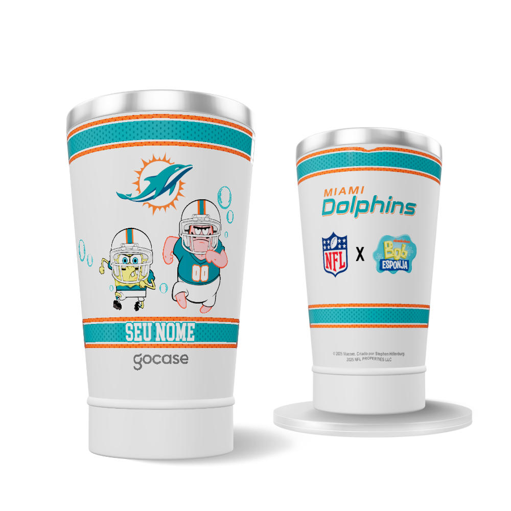 Copo Térmico + Ebook - NFL x Bob Esponja - Miami Dolphins