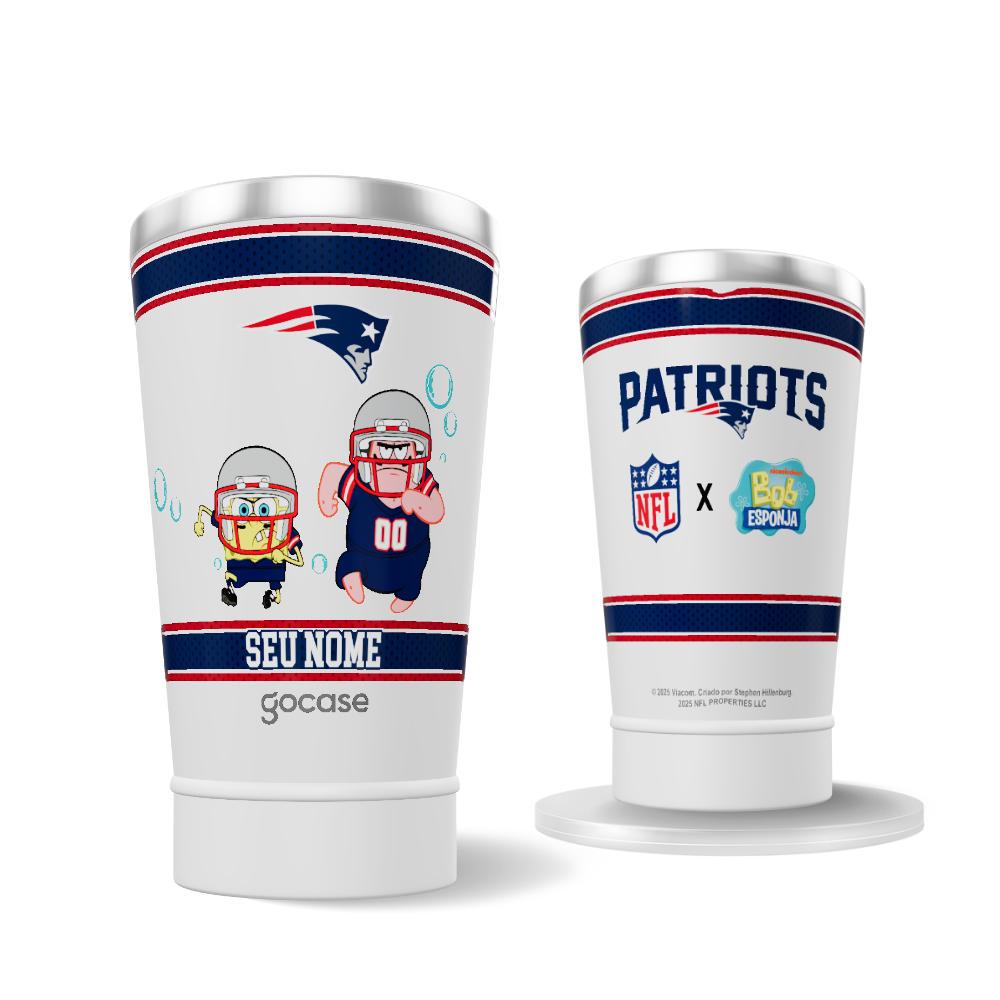 Copo Térmico + Ebook - NFL x Bob Esponja - New England Patriots