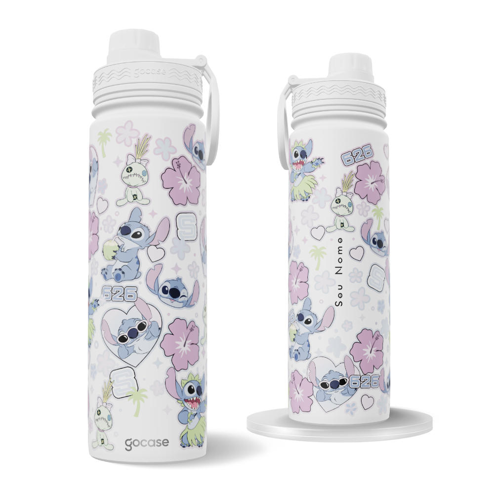 Garrafa Térmica Fresh + Ebook - Lilo & Stitch - Stitch Summer Stickers