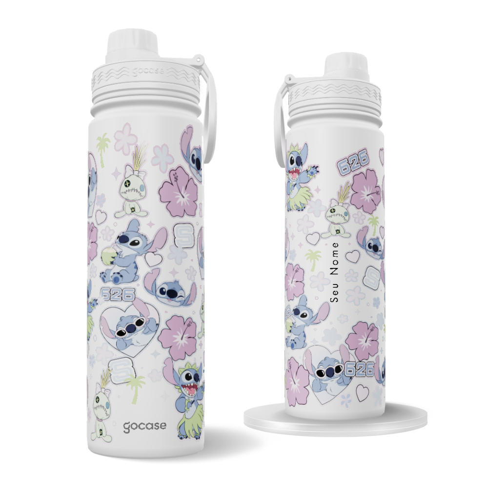 Garrafa Térmica Fresh + Ebook - Lilo & Stitch - Stitch Summer Stickers