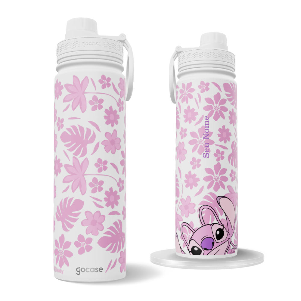 Garrafa Térmica Fresh + Ebook - Lilo & Stitch - Angel Peekaboo - Rosa