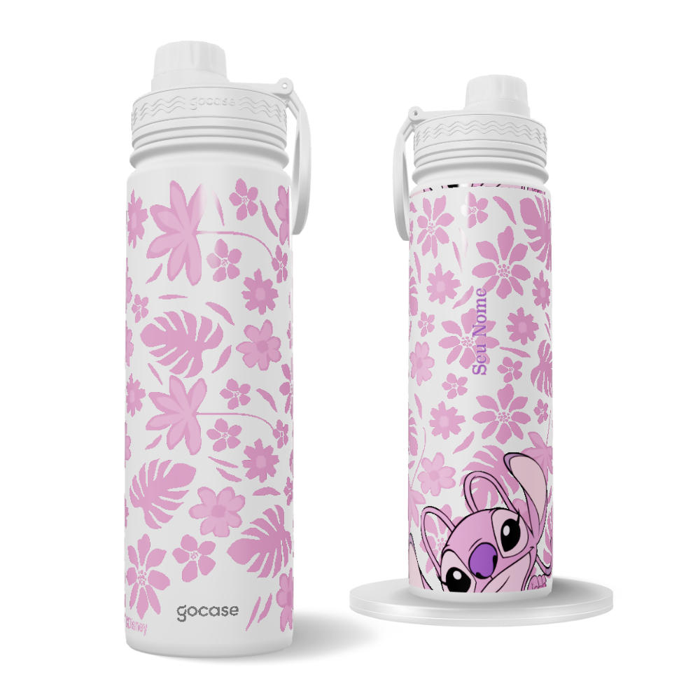 Garrafa Térmica Fresh + Ebook - Lilo & Stitch - Angel Peekaboo - Rosa