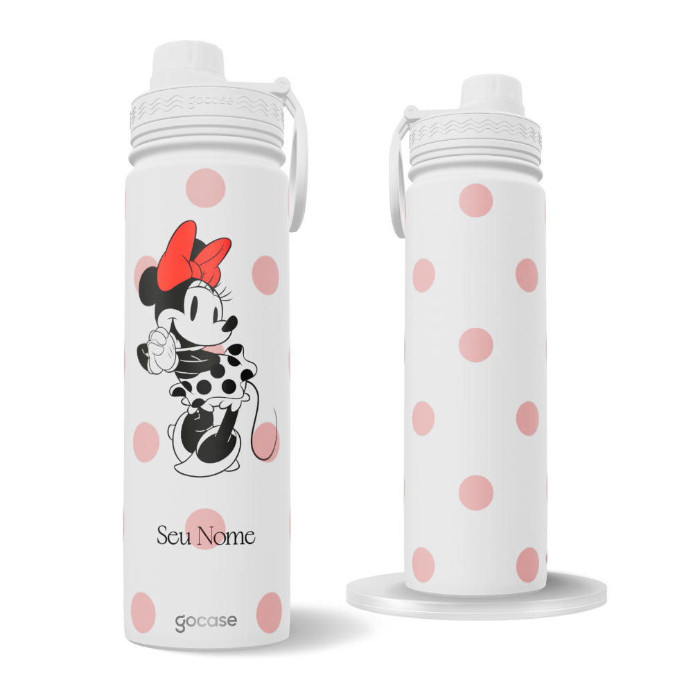 Garrafa Térmica Fresh + Ebook - Mickey & Amigos - Minnie - Poá Rosinha