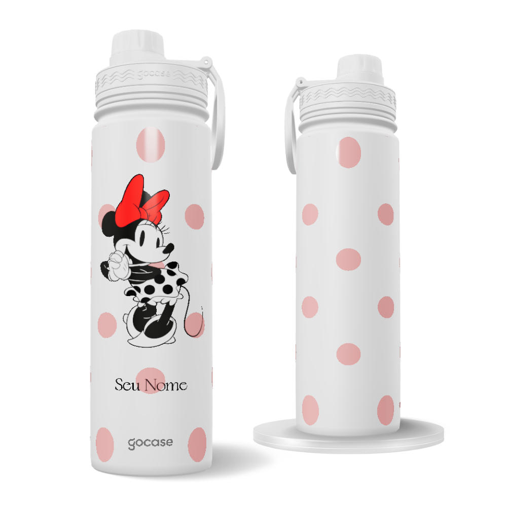 Garrafa Térmica Fresh + Ebook - Mickey & Amigos - Minnie - Poá Rosinha