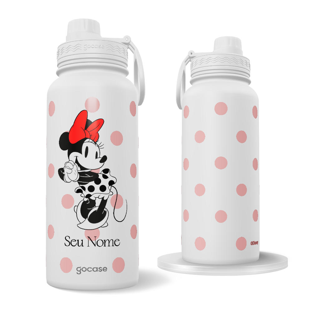 Garrafa Térmica Fresh - Mickey & Amigos - Minnie - Poá Rosinha