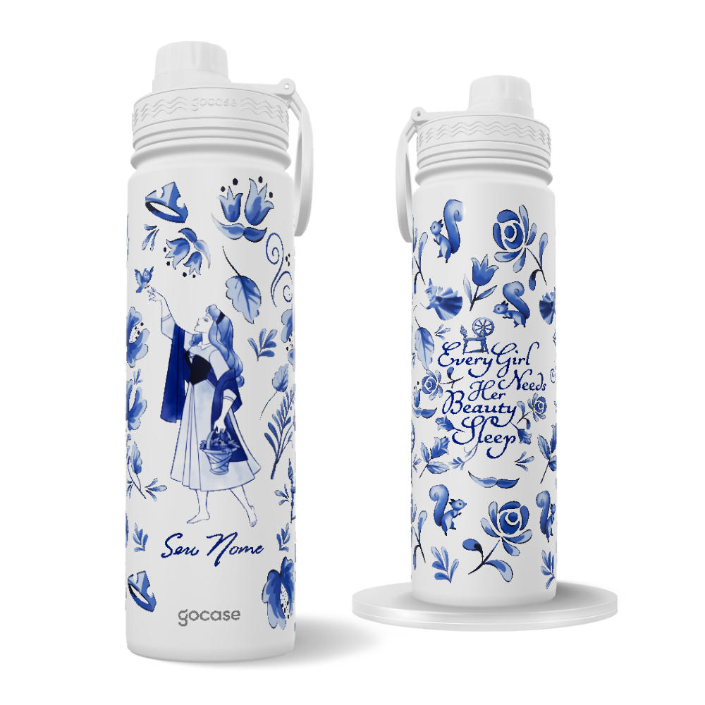 Garrafa Térmica Fresh + Ebook - Princesas - Aurora Azulejo