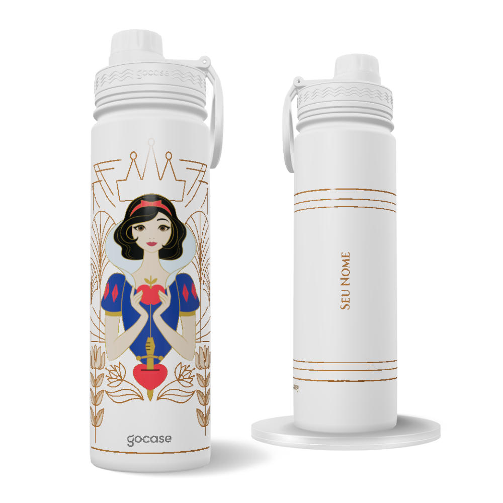 Garrafa Térmica Fresh + Ebook - Princesas - Branca de Neve Lineart Vitral